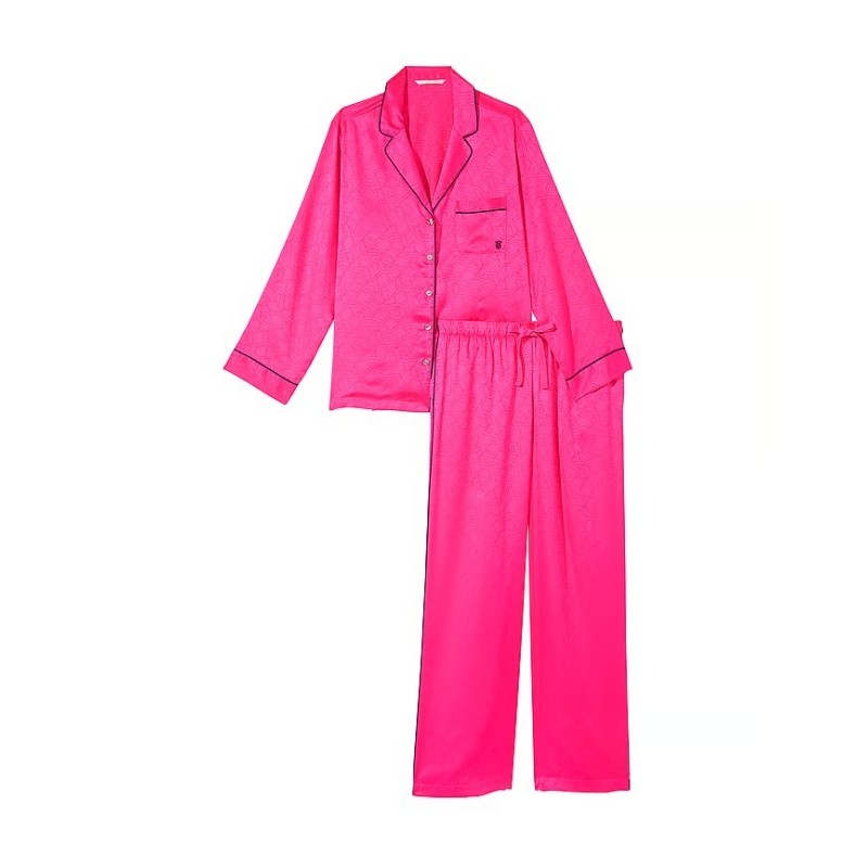 Pyjama long en satin, pyjama femme lisse et soyeux