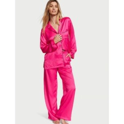 Pyjama long en satin, pyjama femme lisse et soyeux