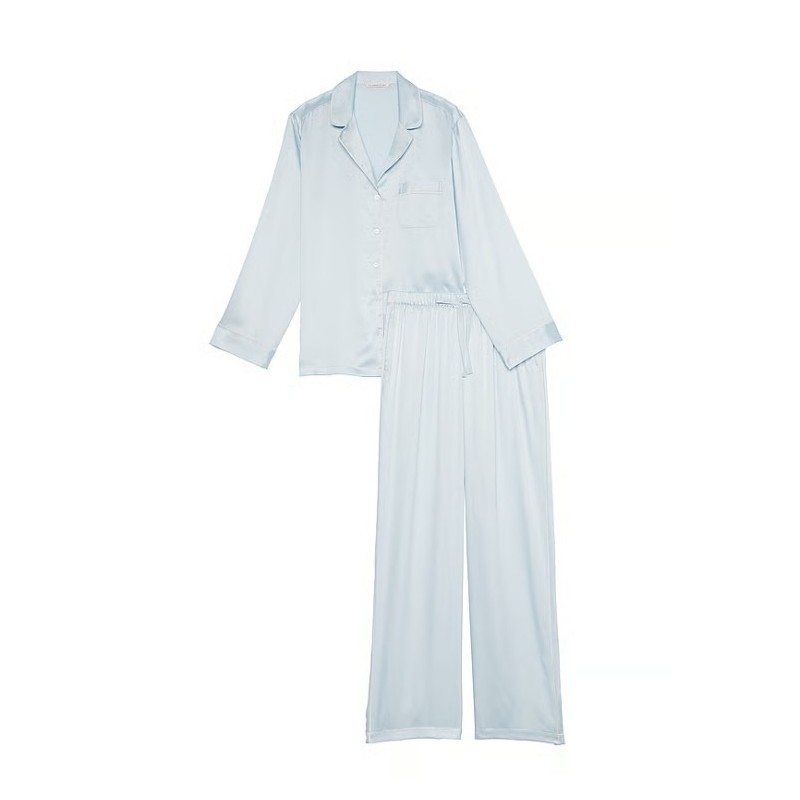 Pyjama femme long soyeux, pyjama satin noir