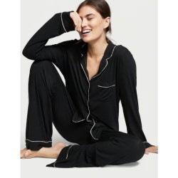 Pyjamas, Pyjamas Modaux Classiques Noirs pour Femme