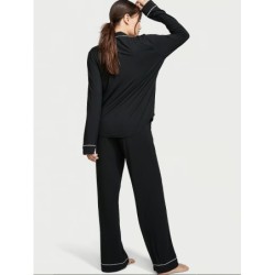 Pyjamas, Pyjamas Modaux Classiques Noirs pour Femme