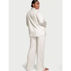 Ensemble pyjama en satin à manches longues, pyjama en soie pour femme