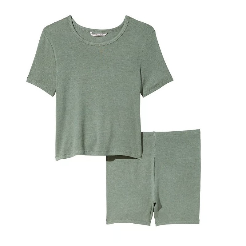 Ensemble loungewear t-shirt et short en modal côtelé