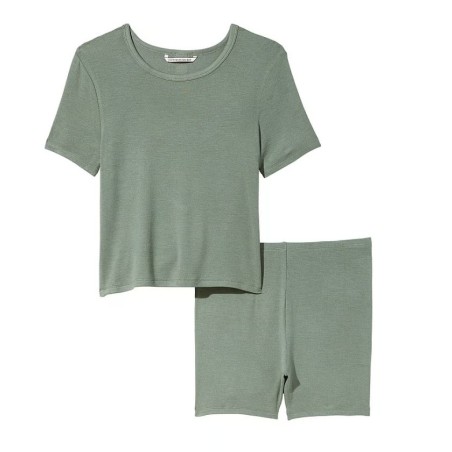 Ensemble loungewear t-shirt et short en modal côtelé