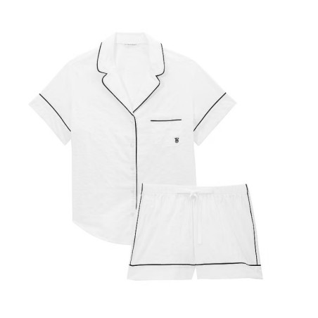 Ensemble pyjama classique manches courtes en modal blanc