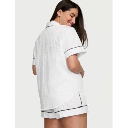 Ensemble pyjama classique manches courtes en modal blanc