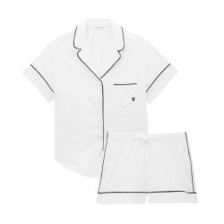 Ensemble pyjama classique manches courtes en modal blanc