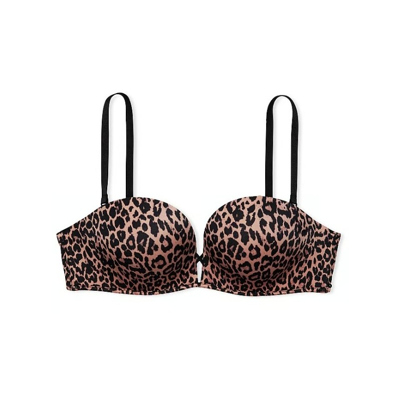 Soutien-gorge push up sans bretelles, soutien-gorge imprimé léopard