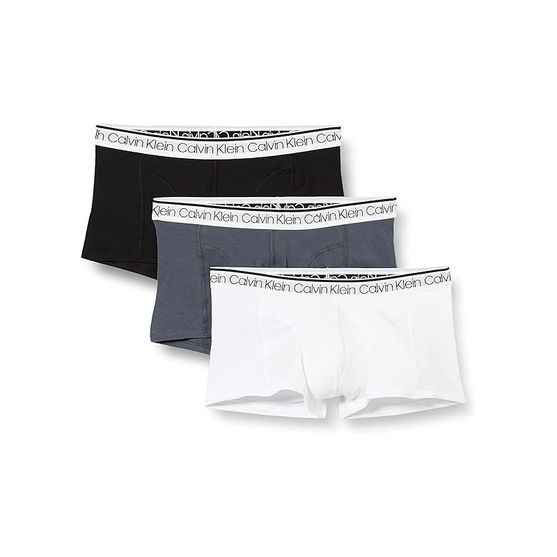 Calvin Klein Boxer taille basse pour homme, couleur : noir-blanc-gris