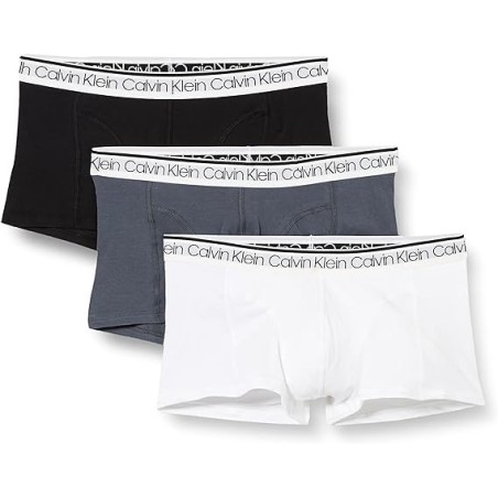 Calvin Klein Boxer taille basse pour homme, couleur : noir-blanc-gris