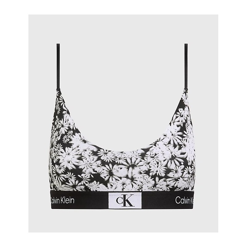 Soutien-gorge non doublé CK pour femmes (imprimé floral + noir)