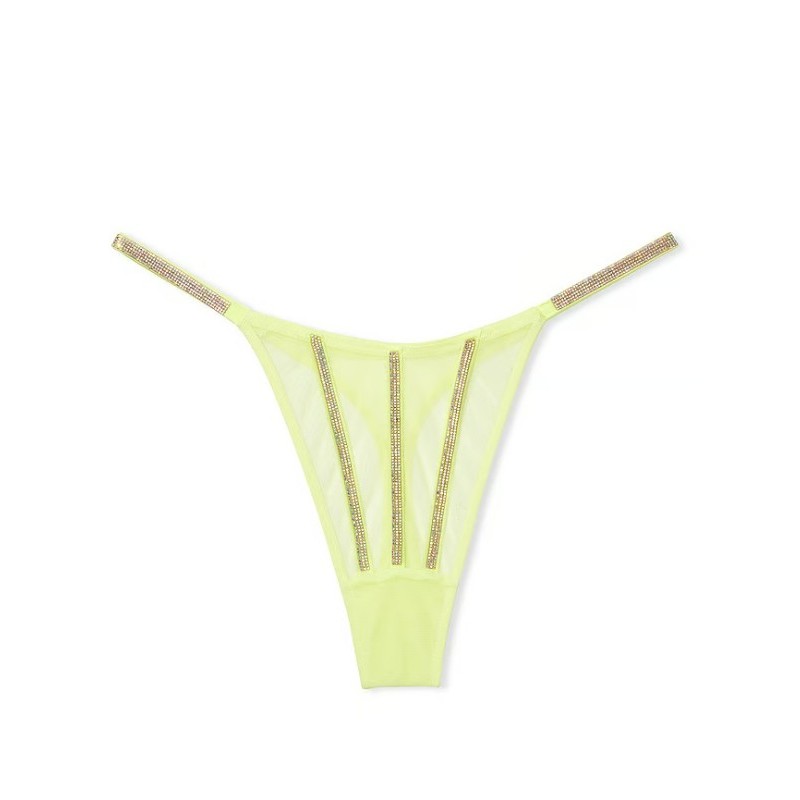 String transparent en jaune brillant, culotte sexy