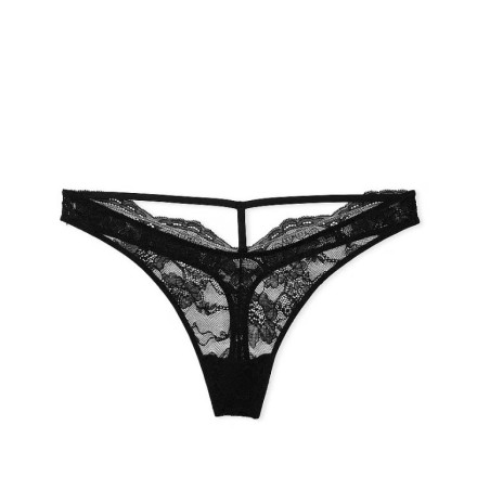 String en dentelle noire, culotte Victoria's Secret