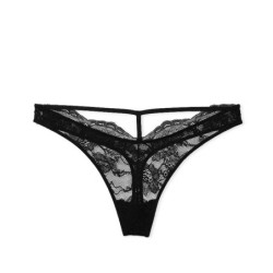 String en dentelle noire, culotte Victoria's Secret