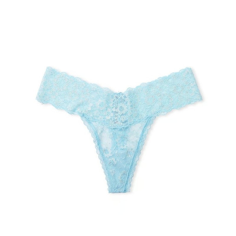 String en dentelle bleu clair, culotte Victoria's Secret