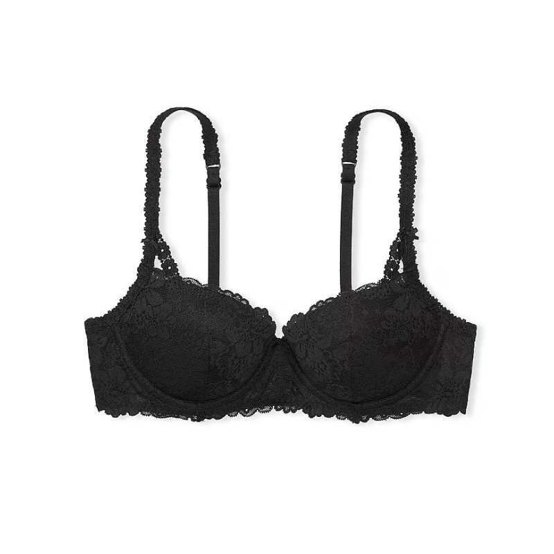 Soutien-gorge balconnet en dentelle noire légèrement doublé Wink